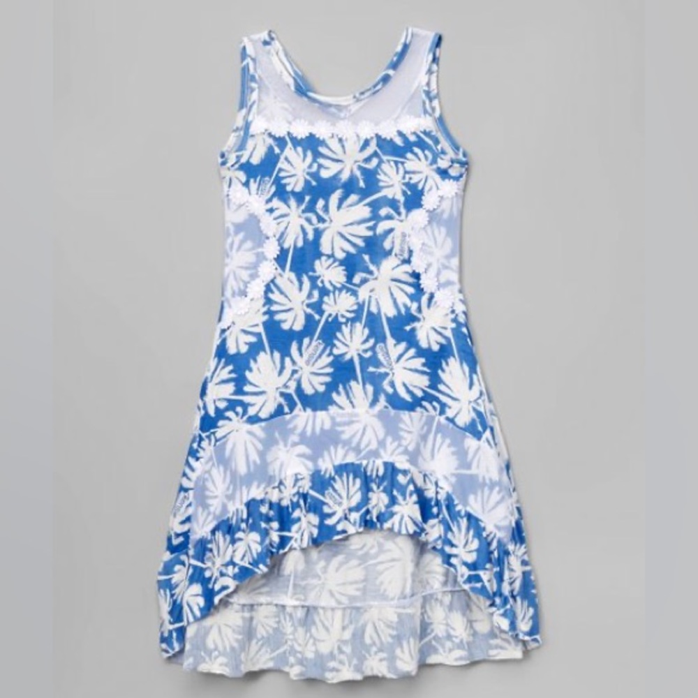 Kensie Blue Palm Tree Hi-Low Dress